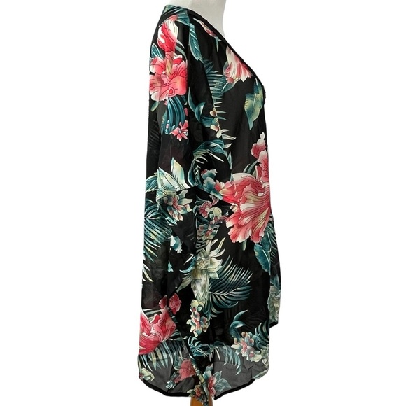Royal Paisley Tropical Floral Kimono Swimsuit Cover-up Size OSFM - Picture 4 of 9